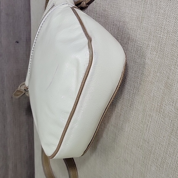 Brighton Off-White Patent Leather Shoulder Bag with Floral Design - Picture 8 of 14